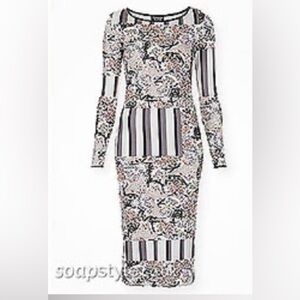 Topshop Floral Stripe Bodycon Dress